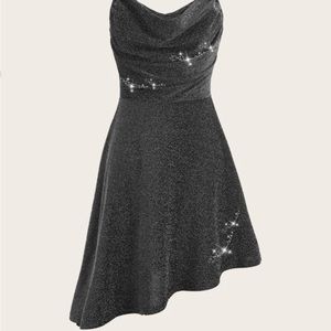 NWT draped collar glitter asymmetrical dress size xsmall great 4 homecoming